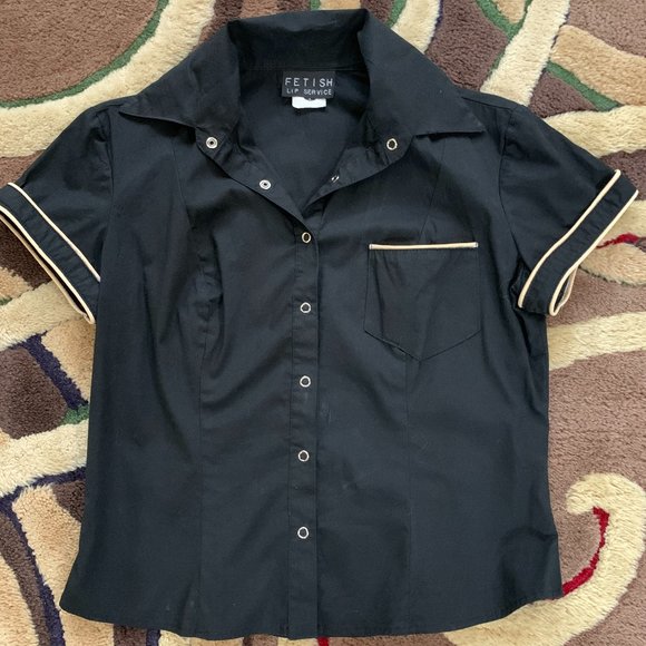 Black White Lip Service Fetish Classics Shirt L - Picture 11 of 13